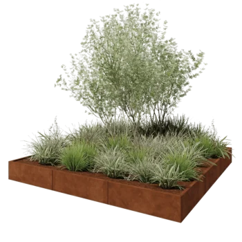Kortena tērauda puķu kaste XXL - Kvadrāts - 300 x 300 x 30 cm - Bez pamatplates