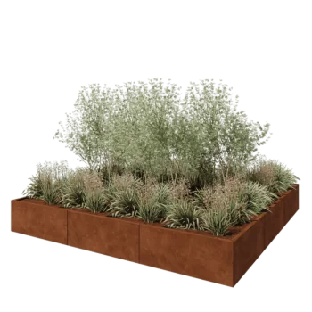 Kortena tērauda puķu kaste XXL - Kvadrāts - 300 x 300 x 40 cm - Bez pamatplates