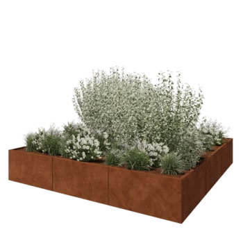 Kortena tērauda puķu kaste XXL - Kvadrāts - 300 x 300 x 50 cm - Bez pamatplates