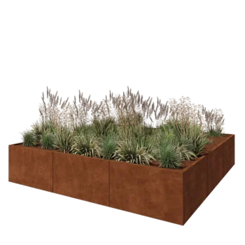 Kortena tērauda puķu kaste XXL - Kvadrāts - 300 x 300 x 60 cm - Bez pamatplates