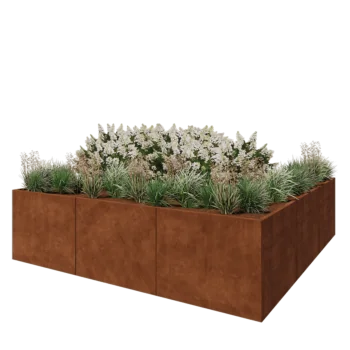 Kortena tērauda puķu kaste XXL - Kvadrāts - 300 x 300 x 80 cm - Bez pamatplates