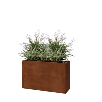Kortena tērauda puķu kaste - Taisnstūris - 100 x 30 x 60 cm - Ar pamatplati