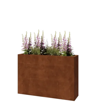 Kortena tērauda puķu kaste - Taisnstūris - 120 x 30 x 80 cm - Ar pamatplati