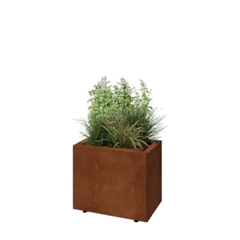 Kortena tērauda puķu kaste - Taisnstūris - 50 x 30 x 40 cm - Ar pamatplati - Ar kājām
