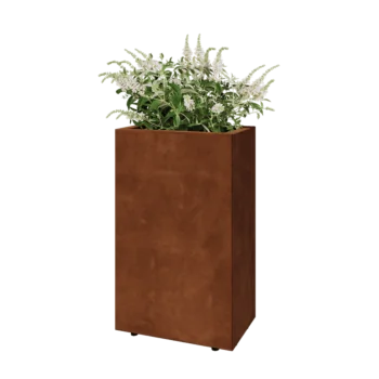 Kortena tērauda puķu kaste - Taisnstūris - 50 x 30 x 80 cm - Ar pamatplati - Ar kājām