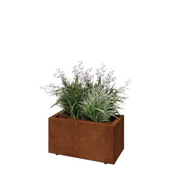 Kortena tērauda puķu kaste - Taisnstūris - 60 x 30 x 30 cm - Ar pamatplati - Ar kājām
