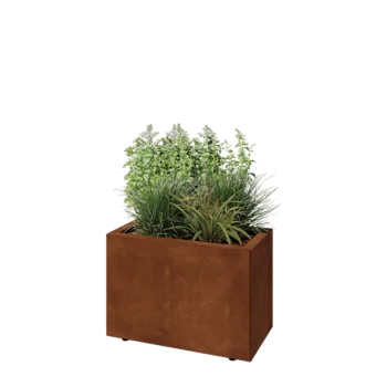 Kortena tērauda puķu kaste - Taisnstūris - 60 x 30 x 40 cm - Ar pamatplati - Ar kājām