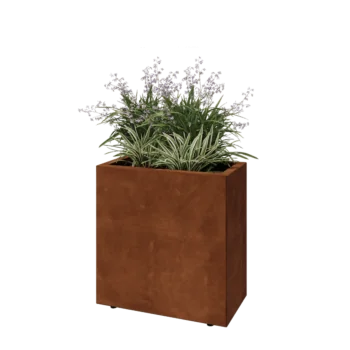 Kortena tērauda puķu kaste - Taisnstūris - 60 x 30 x 60 cm - Ar pamatplati - Ar kājām
