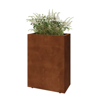 Kortena tērauda puķu kaste - Taisnstūris - 60 x 30 x 80 cm - Ar pamatplati - Ar kājām