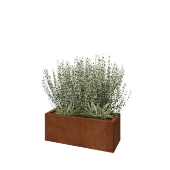 Kortena tērauda puķu kaste - Taisnstūris - 80 x 30 x 30 cm - Ar pamatplati