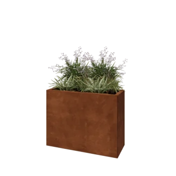 Kortena tērauda puķu kaste - Taisnstūris - 80 x 30 x 60 cm - Ar pamatplati