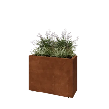 Kortena tērauda puķu kaste - Taisnstūris - 80 x 30 x 60 cm - Ar pamatplati - Ar kājām