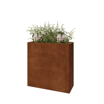 Kortena tērauda puķu kaste - Taisnstūris - 80 x 30 x 80 cm - Ar pamatplati