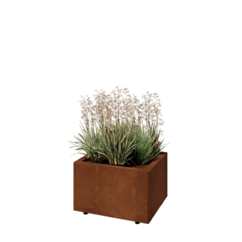 Kortena tērauda puķu kaste - Taisnstūris - 50 x 40 x 30 cm - Ar pamatplati - Ar kājām