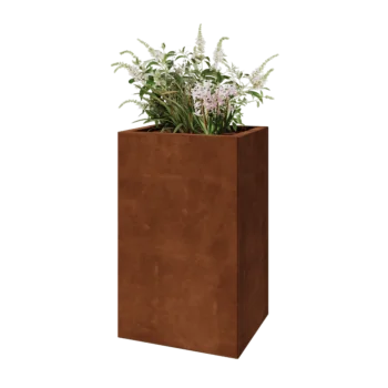 Kortena tērauda puķu kaste - Taisnstūris - 50 x 40 x 80 cm - Ar pamatplati