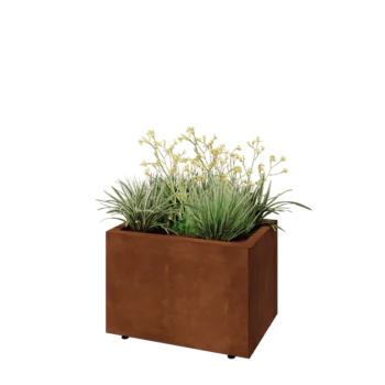 Kortena tērauda puķu kaste - Taisnstūris - 60 x 40 x 40 cm - Ar pamatplati - Ar kājām