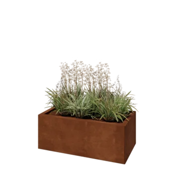 Kortena tērauda puķu kaste - Taisnstūris - 80 x 40 x 30 cm - Ar pamatplati