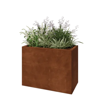Kortena tērauda puķu kaste - Taisnstūris - 80 x 40 x 60 cm - Ar pamatplati