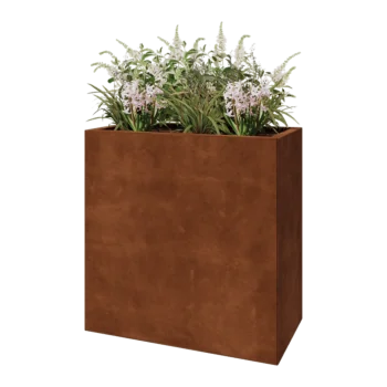 Kortena tērauda puķu kaste - Taisnstūris - 80 x 40 x 80 cm - Ar pamatplati