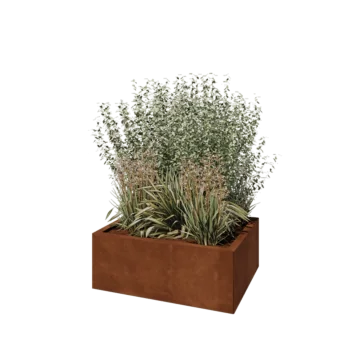 Kortena tērauda puķu kaste - Taisnstūris - 80 x 60 x 30 cm - Bez pamatplates