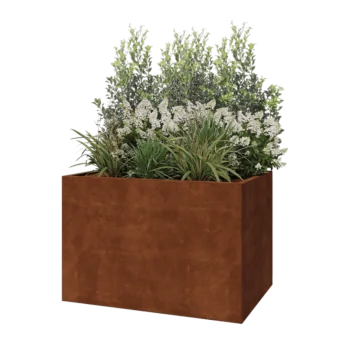 Kortena tērauda puķu kaste - Taisnstūris - 120 x 80 x 80 cm - Ar pamatplati