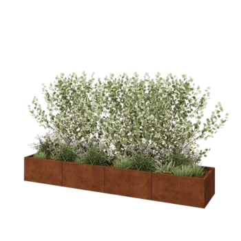 Kortena tērauda puķu kaste XXL - Taisnstūris - 320 x 60 x 40 cm - Bez pamatplates
