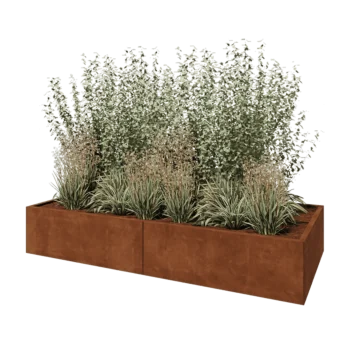 Kortena tērauda puķu kaste XXL - Taisnstūris - 240 x 100 x 40 cm - Ar pamatplati