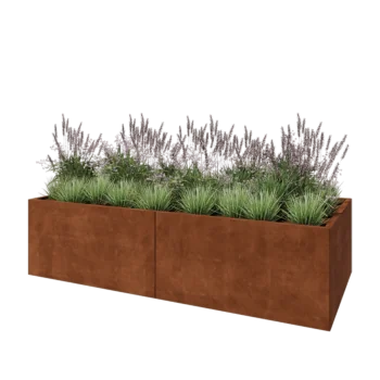 Kortena tērauda puķu kaste XXL - Taisnstūris - 240 x 100 x 60 cm - Ar pamatplati