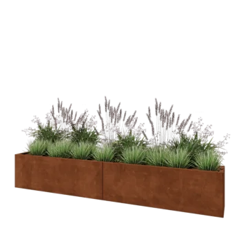 Kortena tērauda puķu kaste XXL - Taisnstūris - 240 x 30 x 40 cm - Bez pamatplates