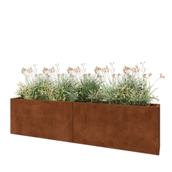 Kortena tērauda puķu kaste XXL - Taisnstūris - 240 x 30 x 60 cm - Bez pamatplates