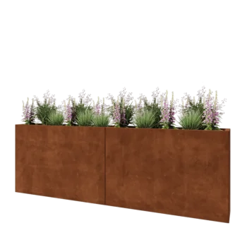 Kortena tērauda puķu kaste XXL - Taisnstūris - 240 x 30 x 80 cm - Bez pamatplates