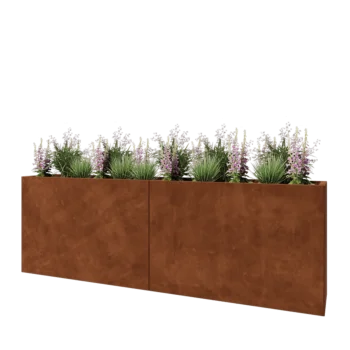 Kortena tērauda puķu kaste XXL - Taisnstūris - 240 x 40 x 80 cm - Bez pamatplates
