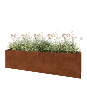 Kortena tērauda puķu kaste XXL - Taisnstūris - 240 x 50 x 60 cm - Ar pamatplati