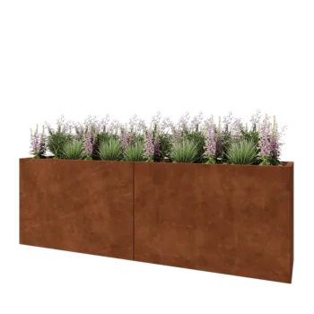 Kortena tērauda puķu kaste XXL - Taisnstūris - 240 x 50 x 80 cm - Bez pamatplates
