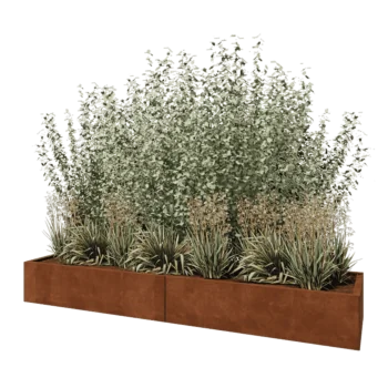 Kortena tērauda puķu kaste XXL - Taisnstūris - 240 x 60 x 30 cm - Bez pamatplates