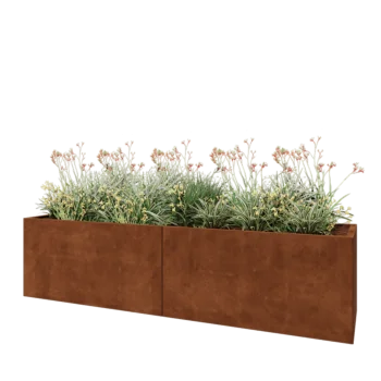 Kortena tērauda puķu kaste XXL - Taisnstūris - 240 x 60 x 60 cm - Ar pamatplati