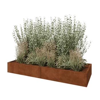 Kortena tērauda puķu kaste XXL - Taisnstūris - 240 x 80 x 30 cm - Bez pamatplates