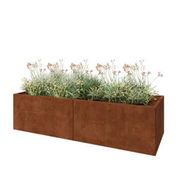 Kortena tērauda puķu kaste XXL - Taisnstūris - 240 x 80 x 60 cm - Ar pamatplati