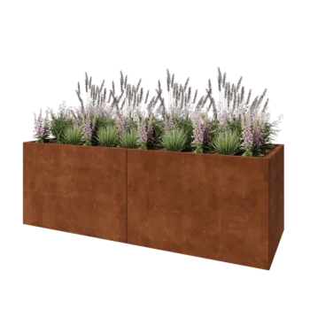 Kortena tērauda puķu kaste XXL - Taisnstūris - 240 x 80 x 80 cm - Ar pamatplati