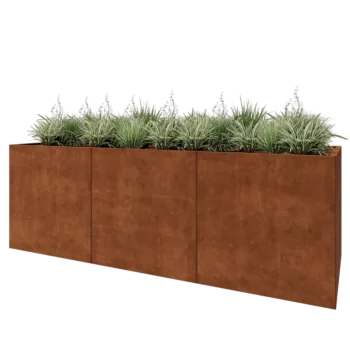 Kortena tērauda puķu kaste XXL - Taisnstūris - 300 x 100 x 100 cm - Ar pamatplati