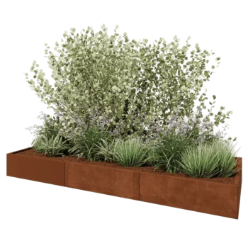 Kortena tērauda puķu kaste XXL - Taisnstūris - 300 x 100 x 30 cm - Bez pamatplates