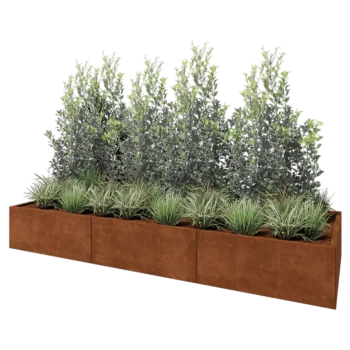 Kortena tērauda puķu kaste XXL - Taisnstūris - 300 x 100 x 40 cm - Bez pamatplates