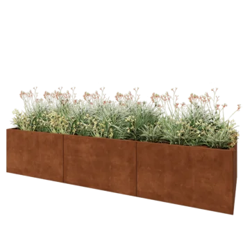 Kortena tērauda puķu kaste XXL - Taisnstūris - 300 x 100 x 60 cm - Bez pamatplates