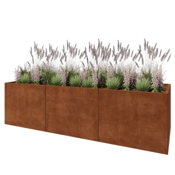 Kortena tērauda puķu kaste XXL - Taisnstūris - 300 x 100 x 80 cm - Bez pamatplates