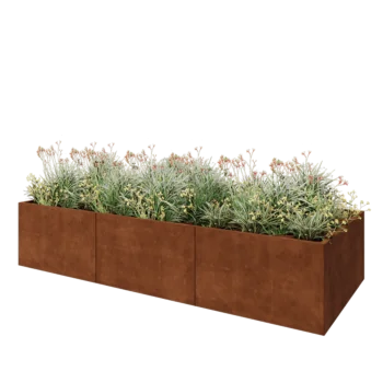 Kortena tērauda puķu kaste XXL - Taisnstūris - 300 x 120 x 60 cm - Ar pamatplati