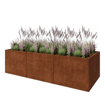 Kortena tērauda puķu kaste XXL - Taisnstūris - 300 x 120 x 80 cm - Ar pamatplati