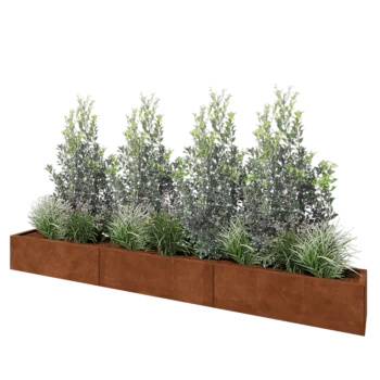 Kortena tērauda puķu kaste XXL - Taisnstūris - 300 x 30 x 30 cm - Bez pamatplates