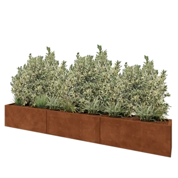 Kortena tērauda puķu kaste XXL - Taisnstūris - 300 x 30 x 40 cm - Bez pamatplates