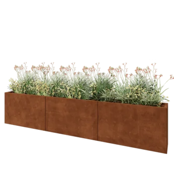 Kortena tērauda puķu kaste XXL - Taisnstūris - 300 x 30 x 60 cm - Bez pamatplates