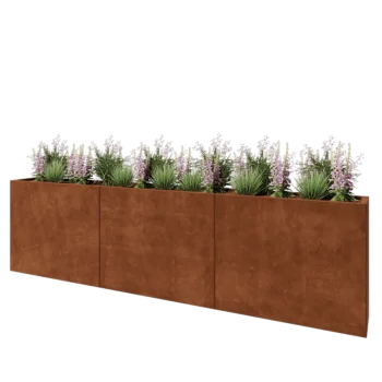 Kortena tērauda puķu kaste XXL - Taisnstūris - 300 x 30 x 80 cm - Bez pamatplates